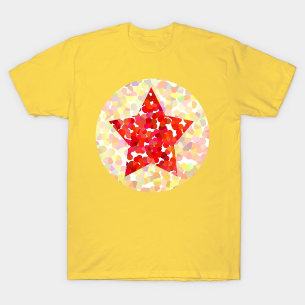 Red Dotty Star T-Shirt by ellenhenryart